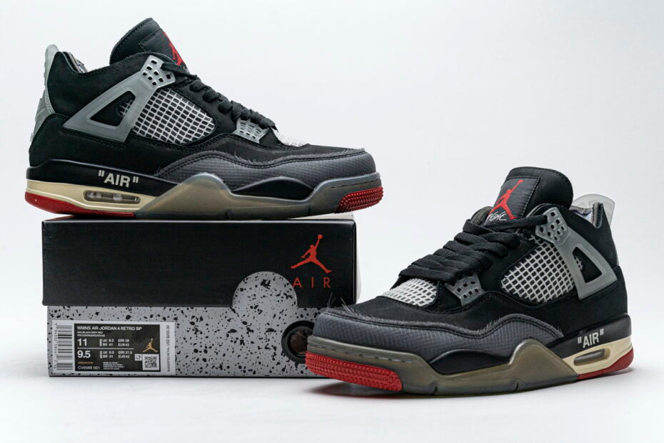 Off-White X Air Jordan 4 BRED Shoes Sneakers
