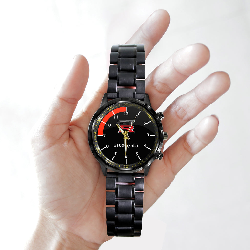 Nissan Skyline GTR Cluster Logo Black Stainless Steel Watch
