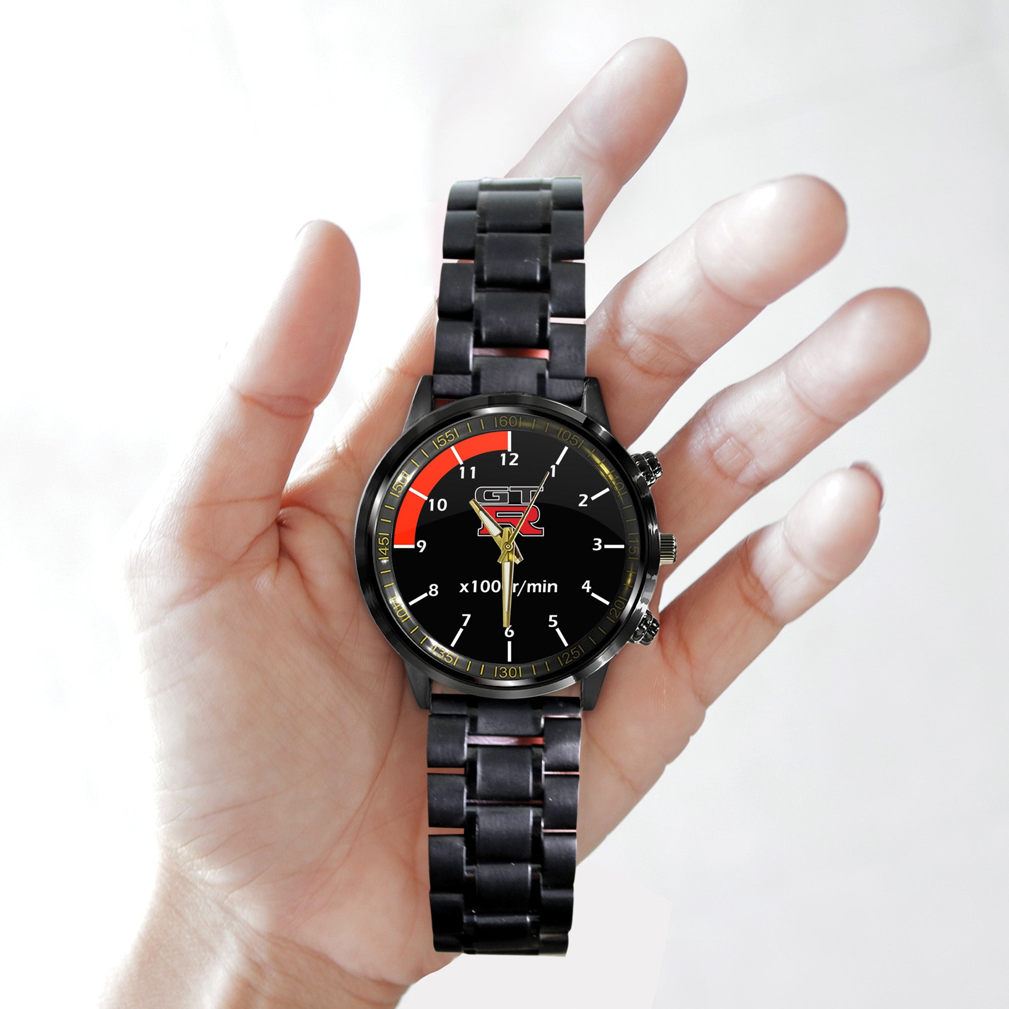 Nissan Skyline GTR Cluster Logo Black Stainless Steel Watch