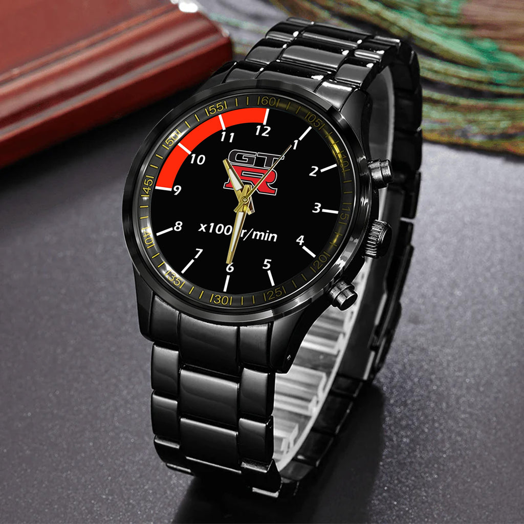 Nissan Skyline GTR Cluster Logo Black Stainless Steel Watch