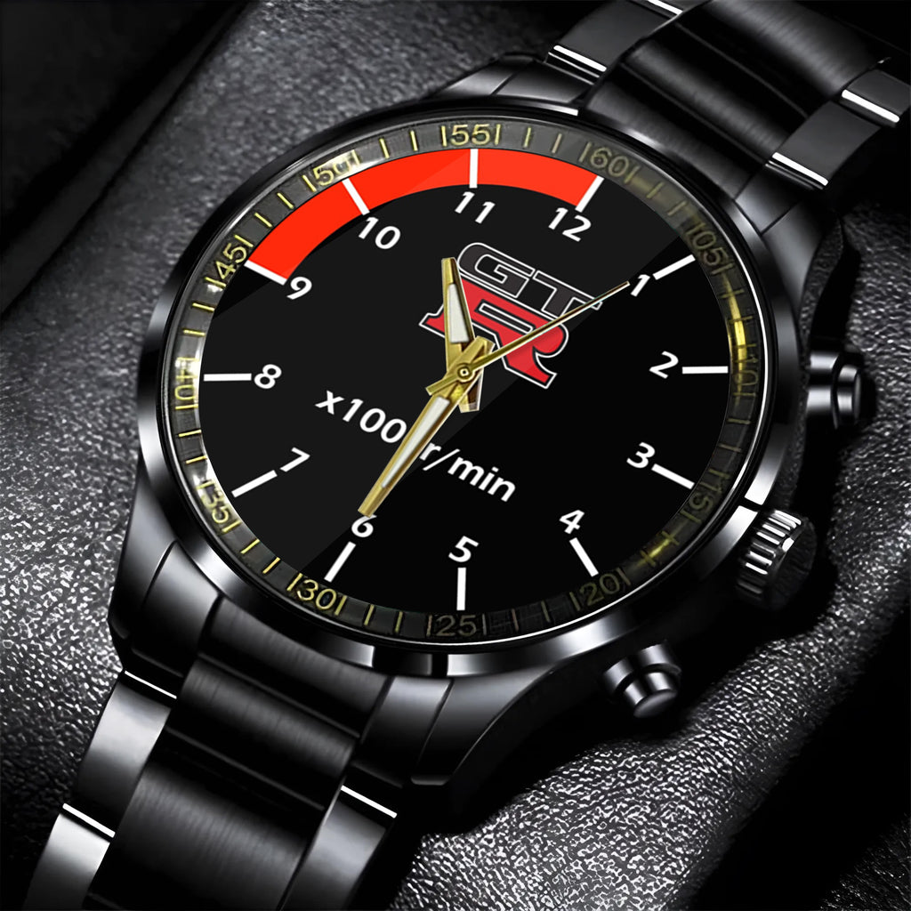 Nissan Skyline GTR Cluster Logo Black Stainless Steel Watch