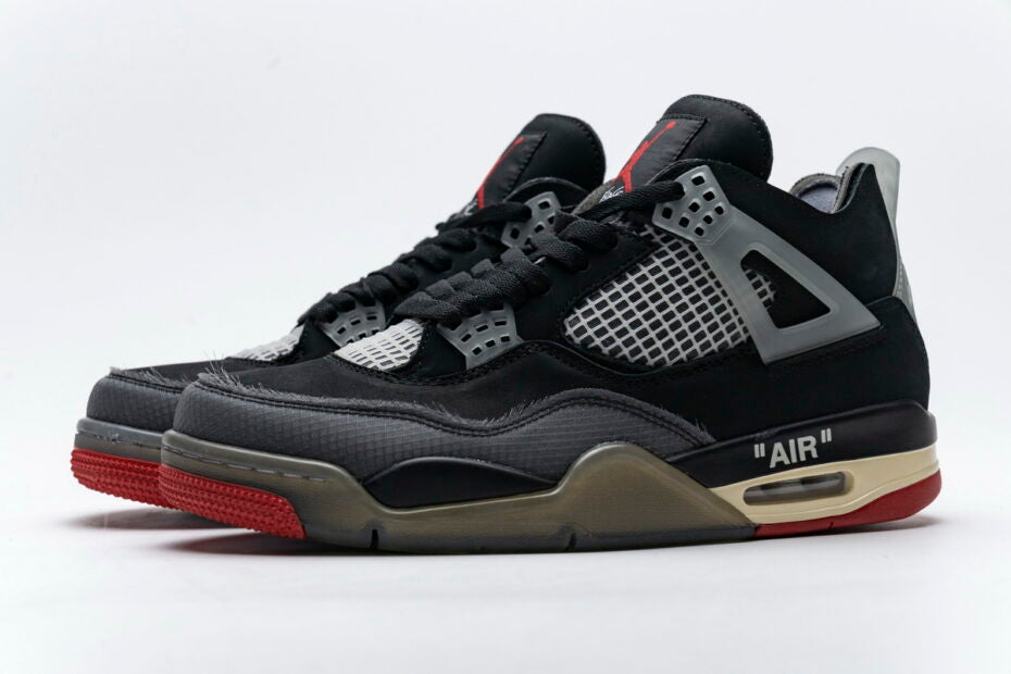 Off-White X Air Jordan 4 BRED Shoes Sneakers